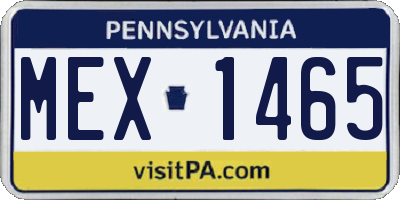 PA license plate MEX1465
