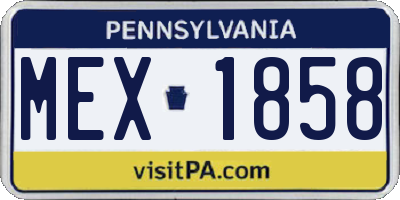 PA license plate MEX1858