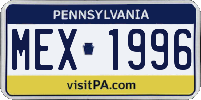 PA license plate MEX1996