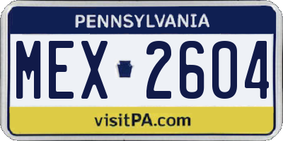PA license plate MEX2604