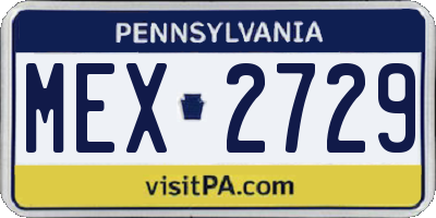 PA license plate MEX2729