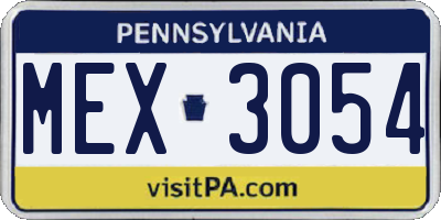 PA license plate MEX3054