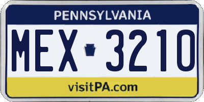 PA license plate MEX3210