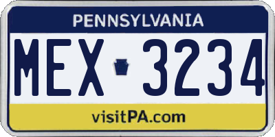 PA license plate MEX3234
