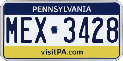 PA license plate MEX3428