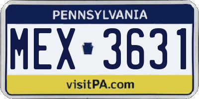 PA license plate MEX3631