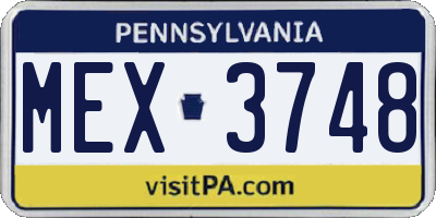 PA license plate MEX3748