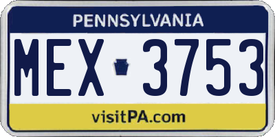 PA license plate MEX3753