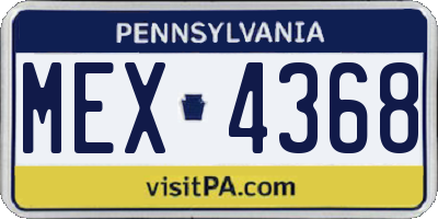 PA license plate MEX4368