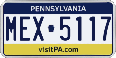 PA license plate MEX5117