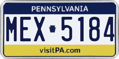 PA license plate MEX5184
