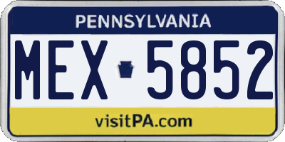 PA license plate MEX5852