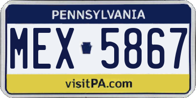 PA license plate MEX5867