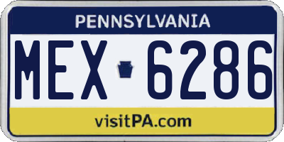 PA license plate MEX6286