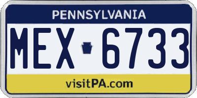 PA license plate MEX6733