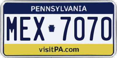 PA license plate MEX7070