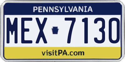 PA license plate MEX7130