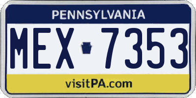 PA license plate MEX7353