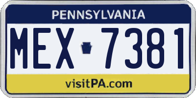 PA license plate MEX7381