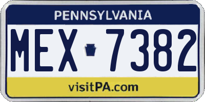 PA license plate MEX7382