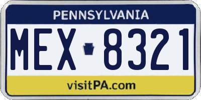 PA license plate MEX8321