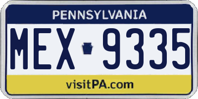 PA license plate MEX9335