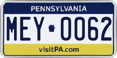 PA license plate MEY0062