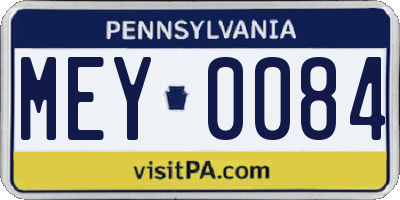 PA license plate MEY0084