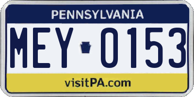 PA license plate MEY0153