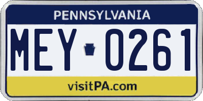 PA license plate MEY0261