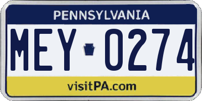 PA license plate MEY0274