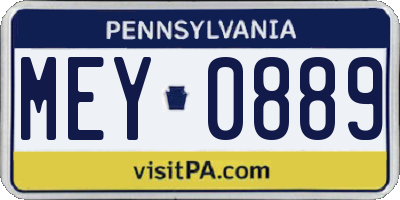 PA license plate MEY0889