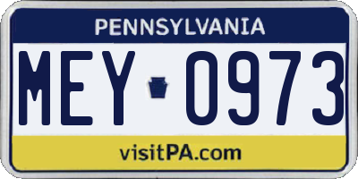 PA license plate MEY0973