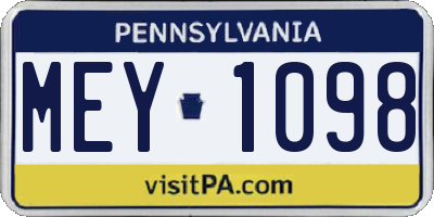 PA license plate MEY1098