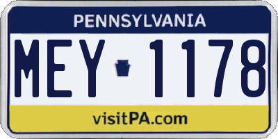 PA license plate MEY1178