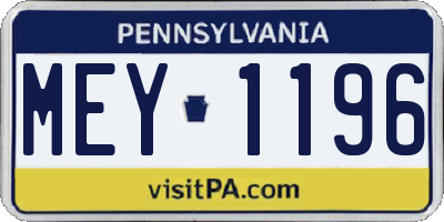 PA license plate MEY1196