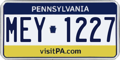 PA license plate MEY1227