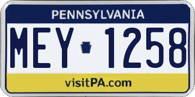 PA license plate MEY1258