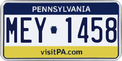 PA license plate MEY1458