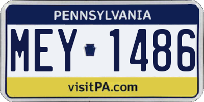 PA license plate MEY1486