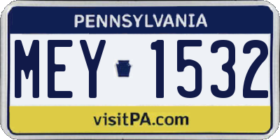 PA license plate MEY1532