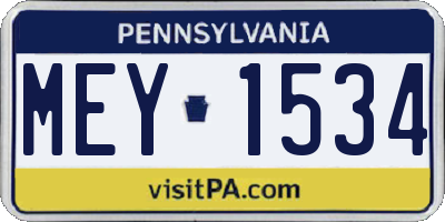 PA license plate MEY1534