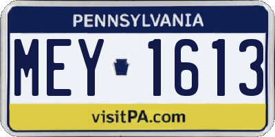 PA license plate MEY1613
