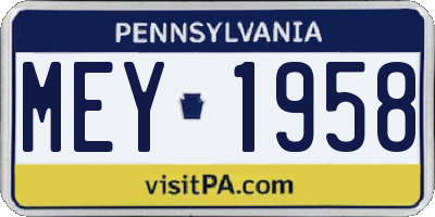 PA license plate MEY1958