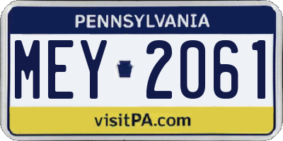 PA license plate MEY2061