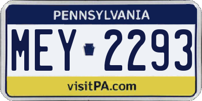 PA license plate MEY2293