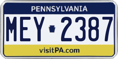 PA license plate MEY2387
