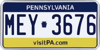 PA license plate MEY3676