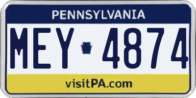PA license plate MEY4874