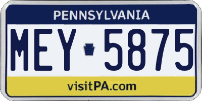 PA license plate MEY5875